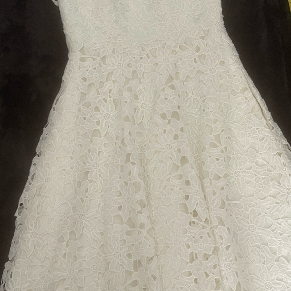 Spectacular David's Bridal Ivory Floral Lace Gown - Picture 13 of 16